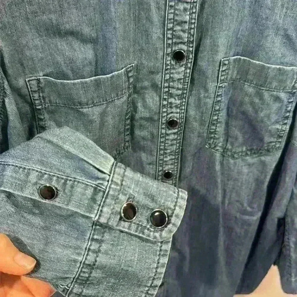 Talbots Women’s Classic Cotton Shirt Denim Blue Button Down Plus Petite Size XP - Picture 5 of 9